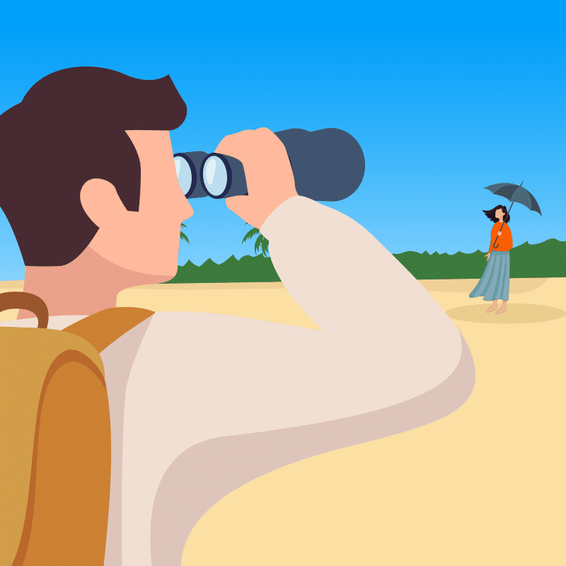 man looking on binoculars